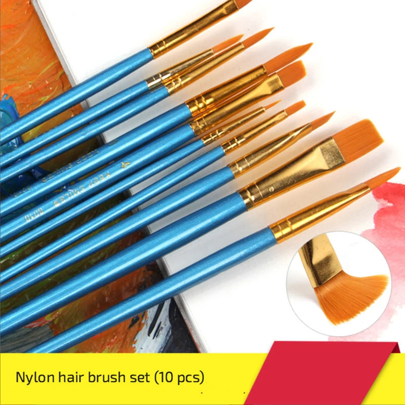 10 Pcs Multi-Function Acrylic & Watercolor Artist Paint Brush Set