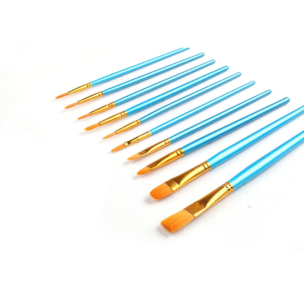 10 Pcs Multi-Function Acrylic & Watercolor Artist Paint Brush Set