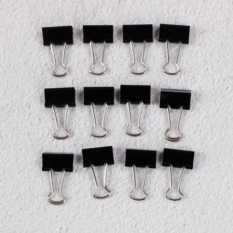 12Pcs Black Metal Binder Clips