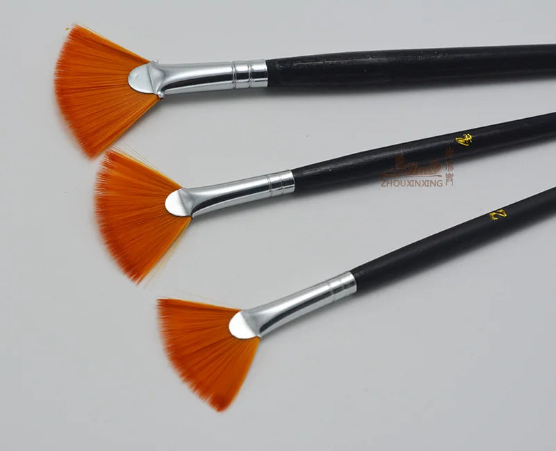 Colorful Fan Brush Trio