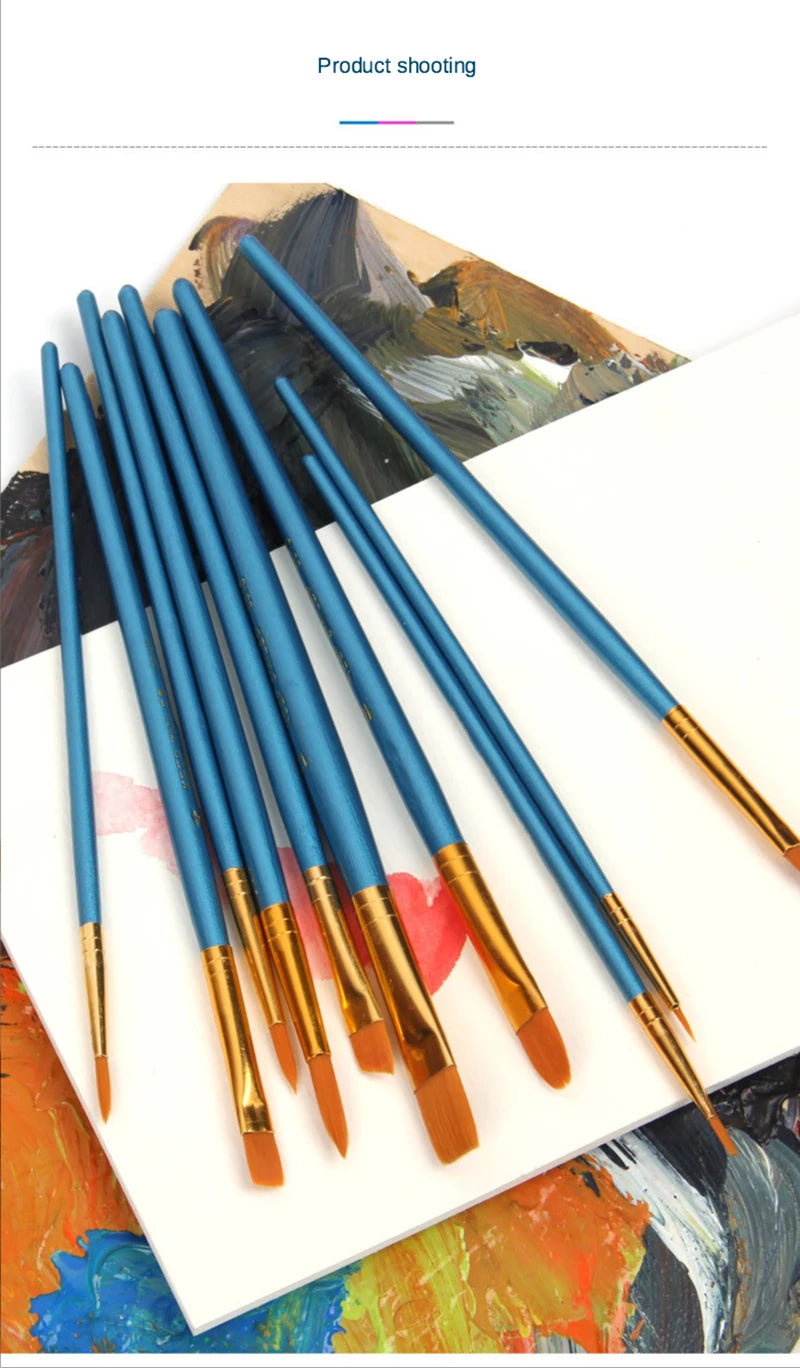 10 Pcs Multi-Function Acrylic & Watercolor Artist Paint Brush Set