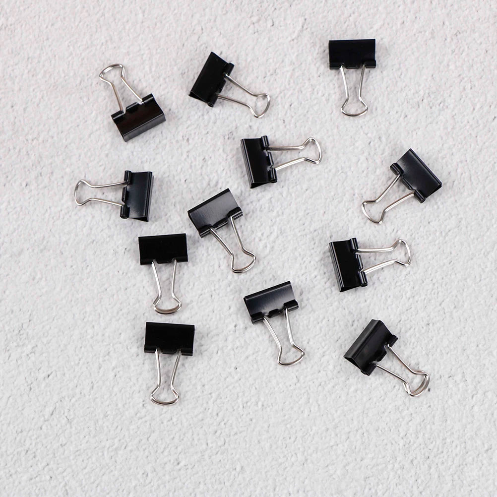 12Pcs Black Metal Binder Clips