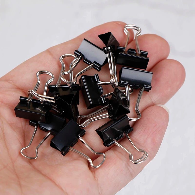 12Pcs Black Metal Binder Clips