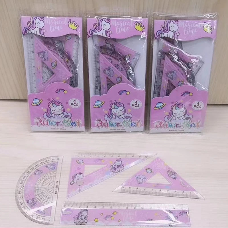 Sparkling Unicorn 4-Piece Math Ruler Collection