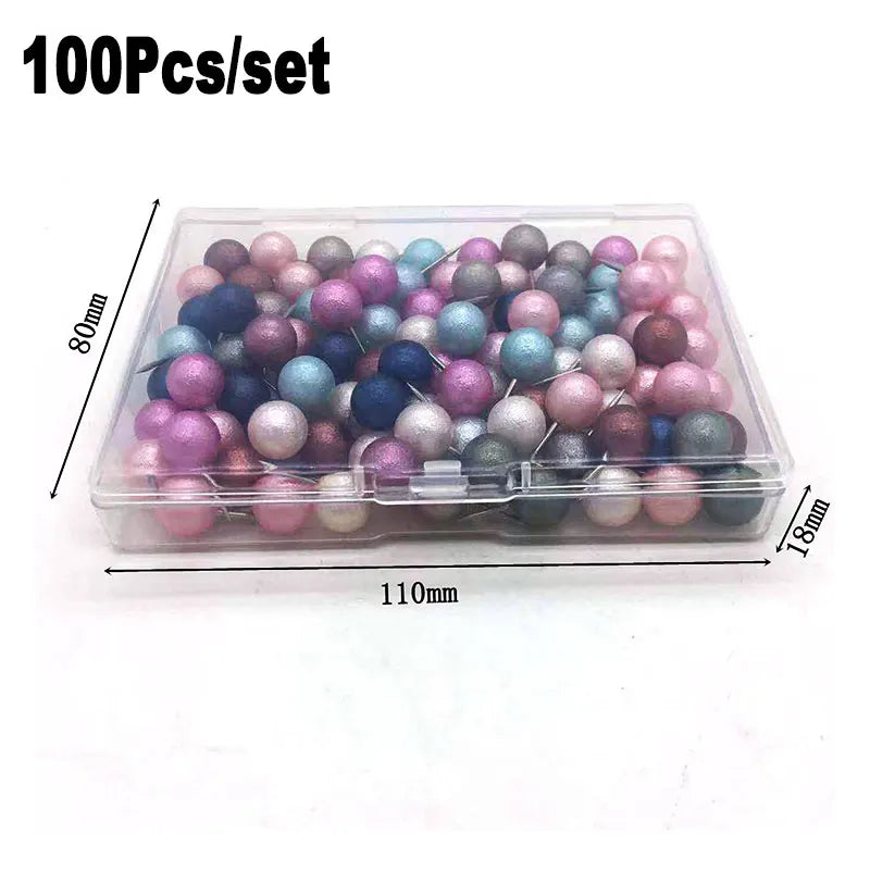 100 Pcs Colorful Round Ball Head Thumbtack Push Pin