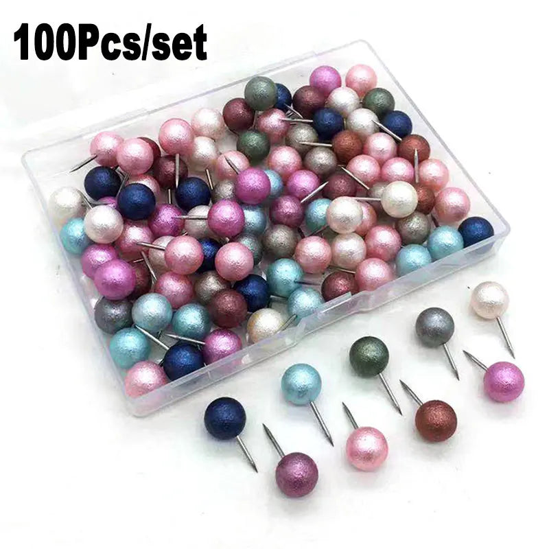 100 Pcs Colorful Round Ball Head Thumbtack Push Pin