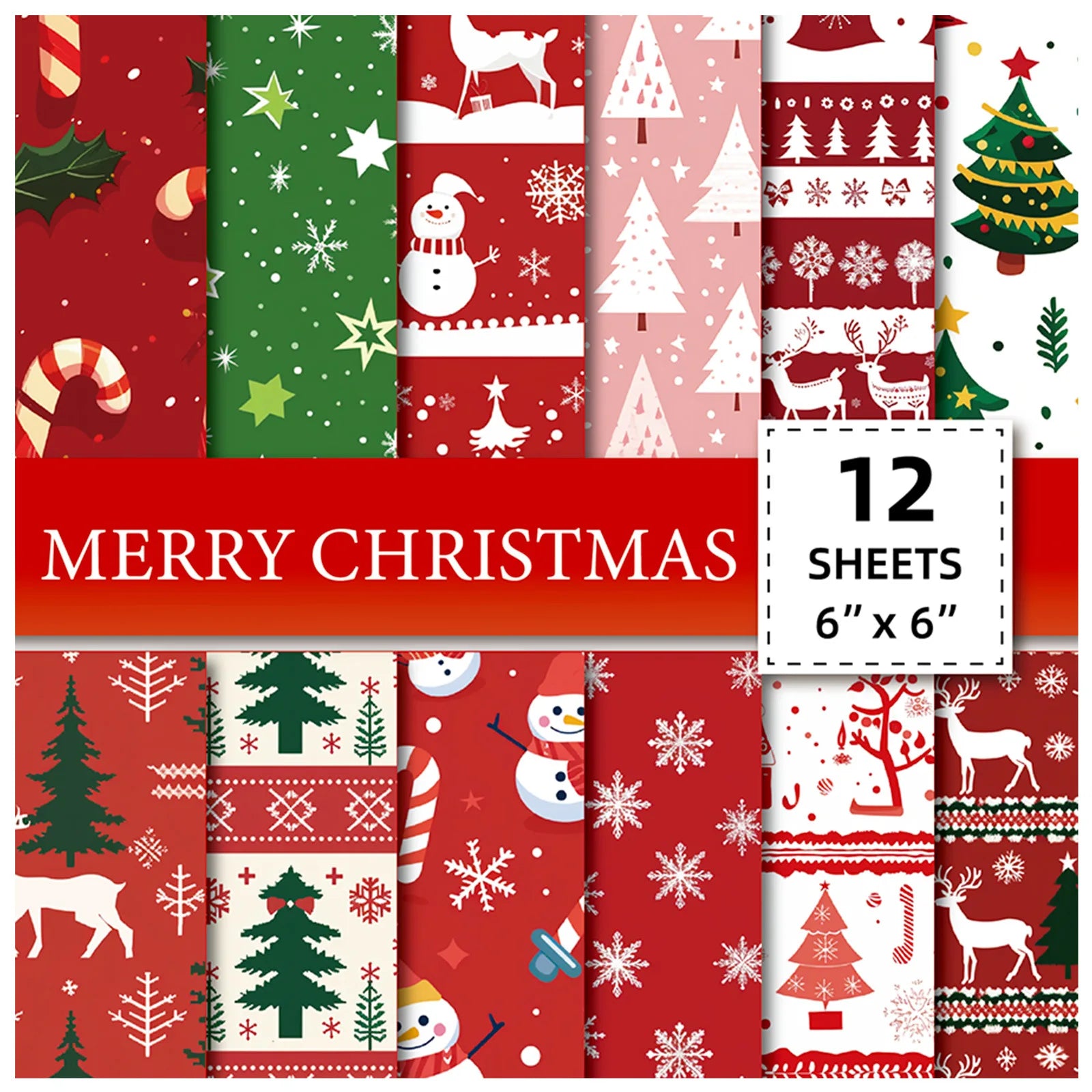 24 Sheets Merry Christmas Scrapbook Paper Pad