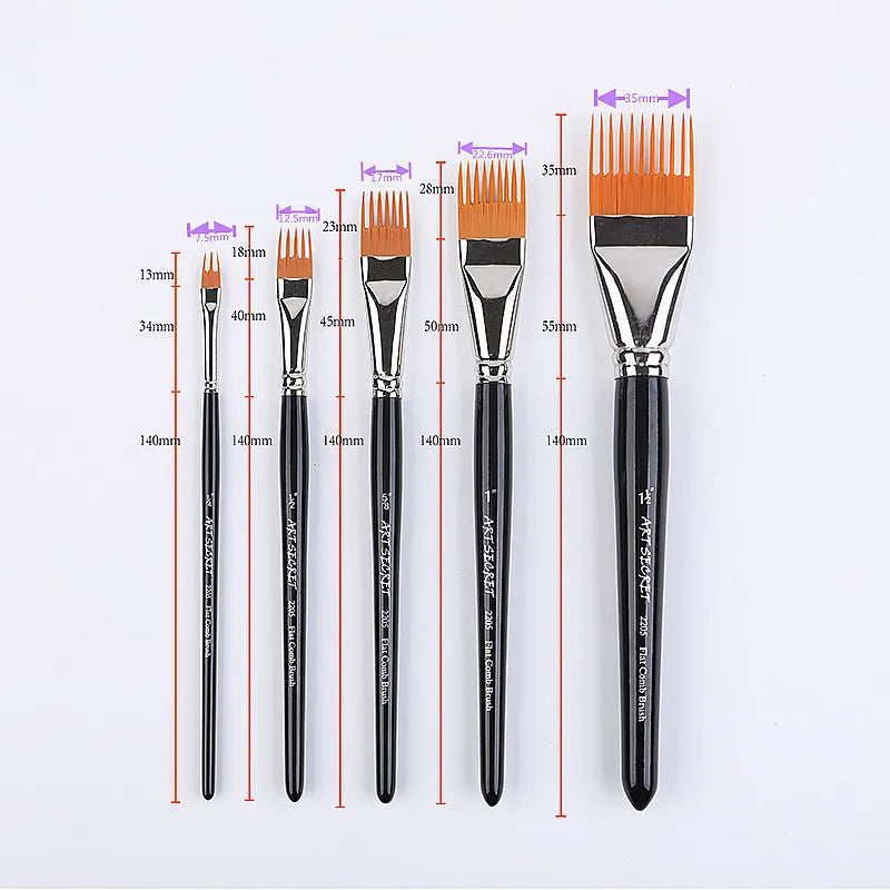 Artisan Flat Brush Set – 5-Piece Professional Nylon Paint Brushes for Artists