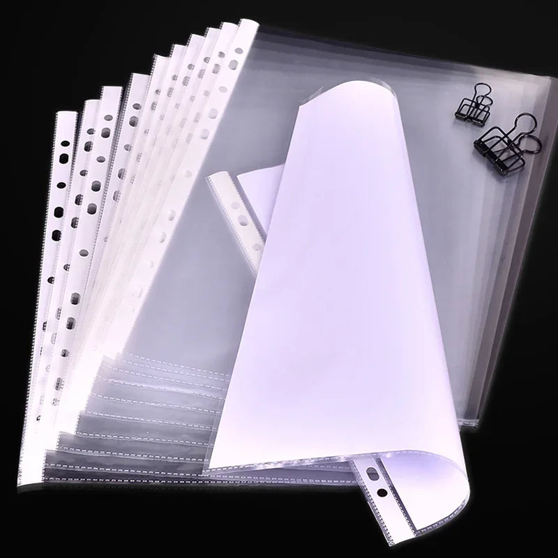 100pcs 11-Hole Transparent Plastic File Folders