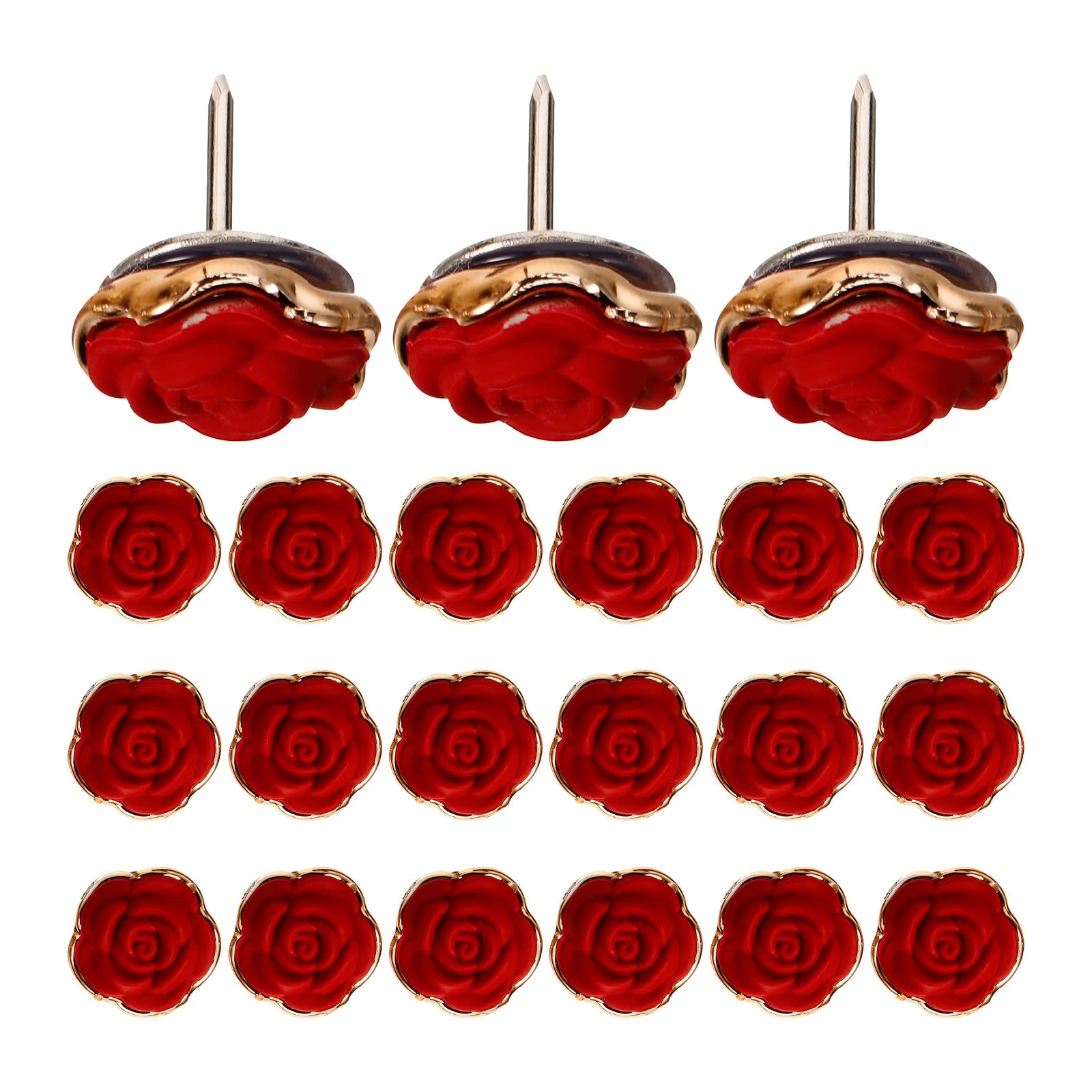 RosePetal Decorative Pushpins – 30 Pack Red Flower Needle Tacks