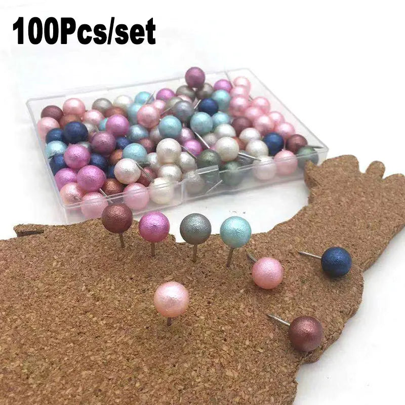 100 Pcs Colorful Round Ball Head Thumbtack Push Pin