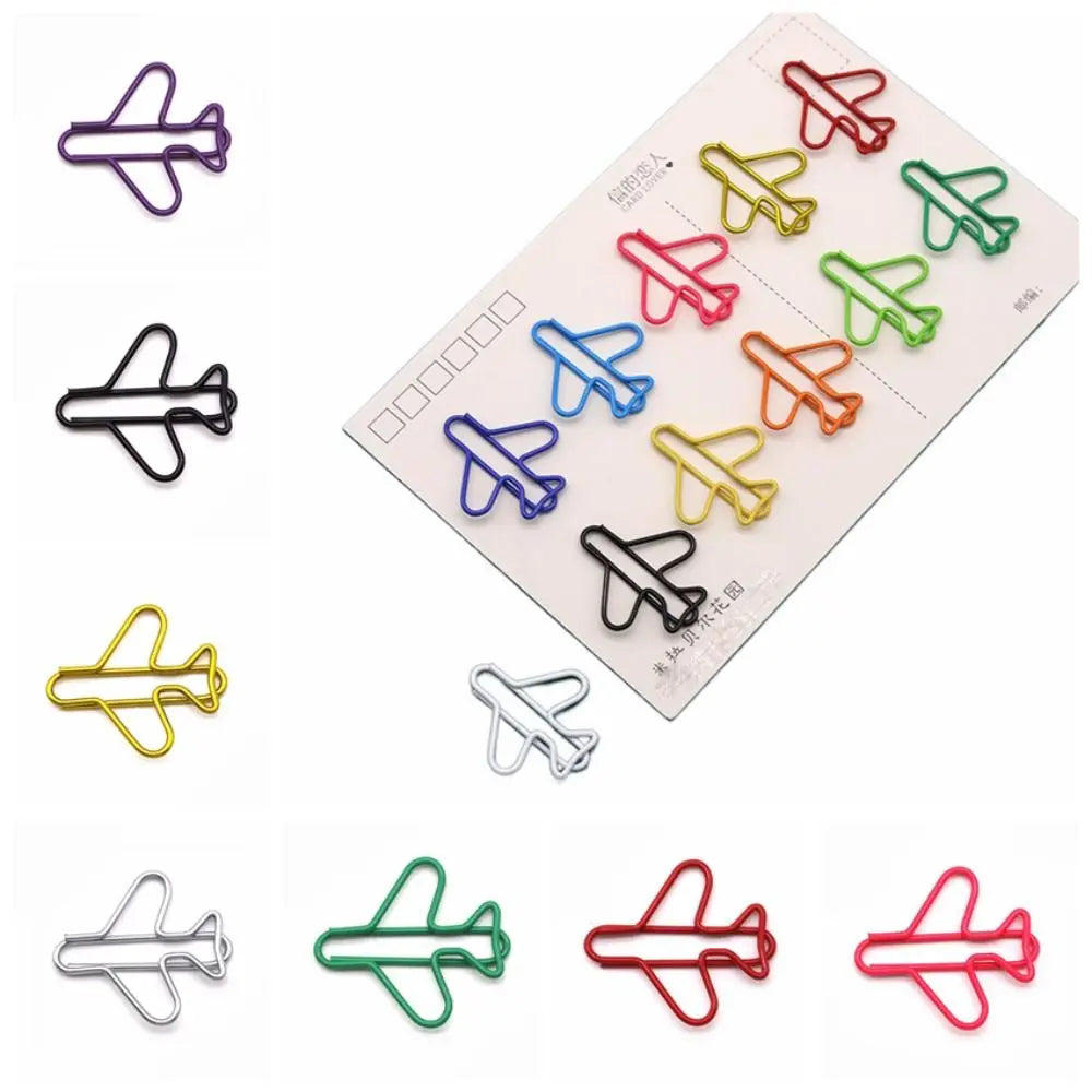 10 Pieces Airplane-Shaped Metal Paper Clips