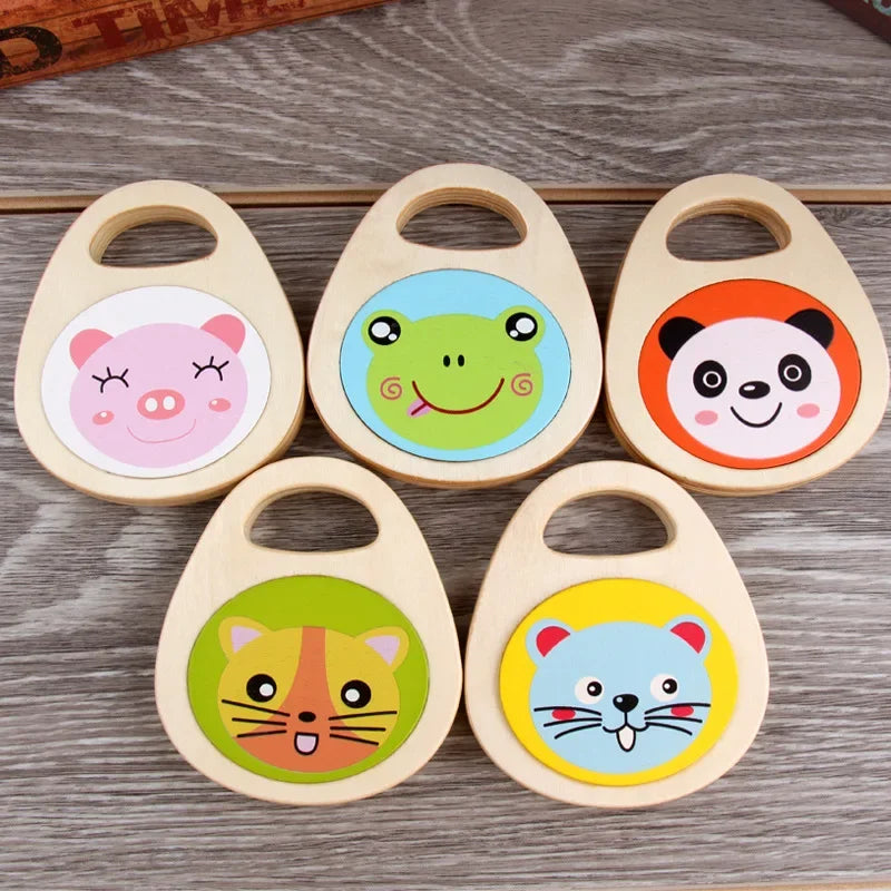 MOONBIFFY Kids Wooden Cartoon Castanets