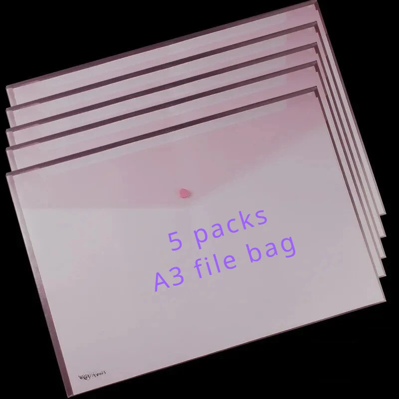 5pcs A3 Transparent File Folders