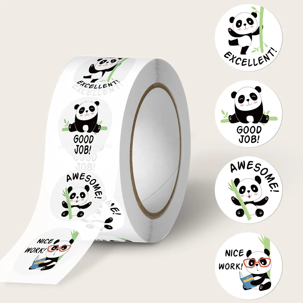 Panda Praise Sticker Roll 100pcs/300pcs/500pcs