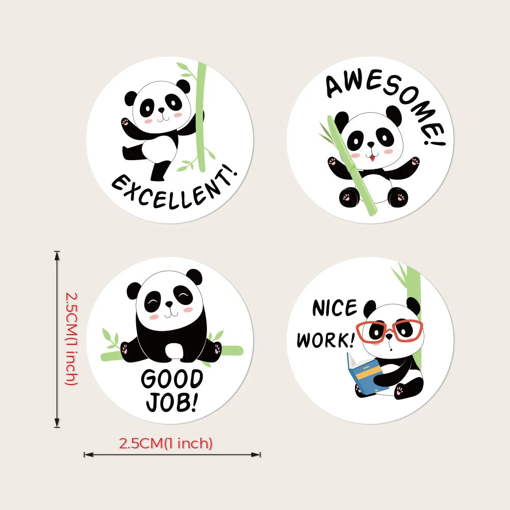 Panda Praise Sticker Roll 100pcs/300pcs/500pcs