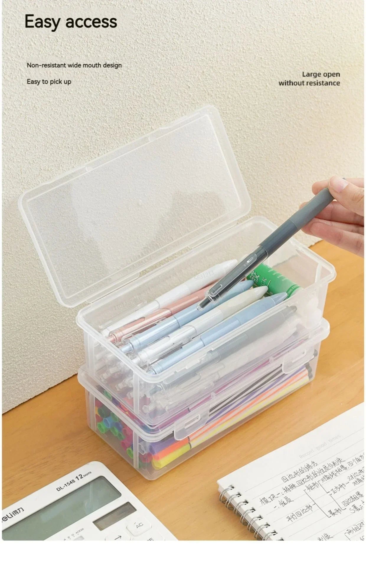 MOONBIFFY Large Capacity Transparent Pencil Case