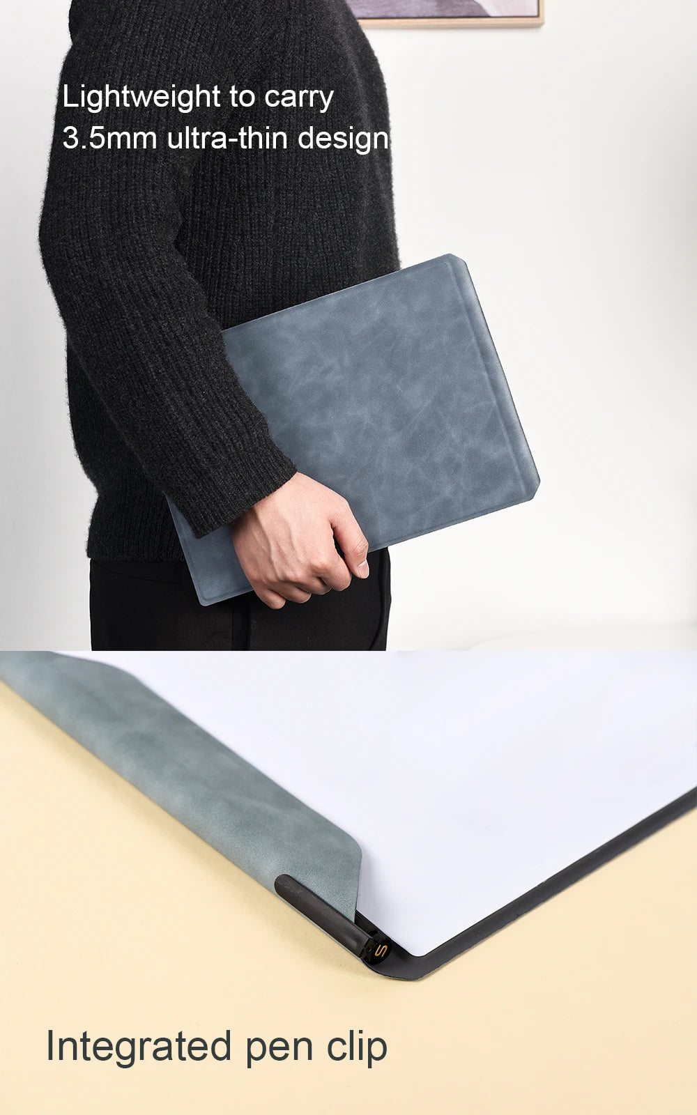 A4 Magnetic Leather Clipboard