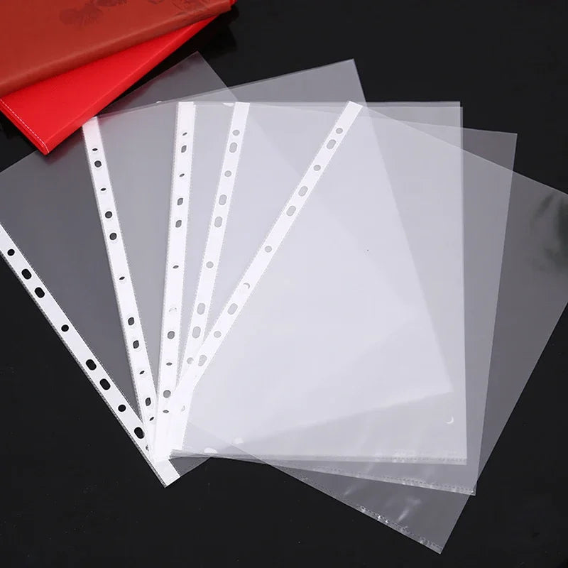 100pcs 11-Hole Transparent Plastic File Folders