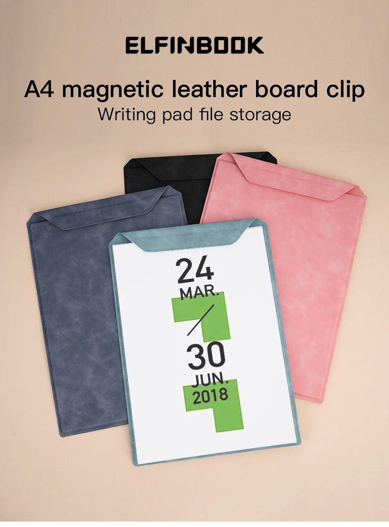 A4 Leather Magnetic Clipboard Business Folder