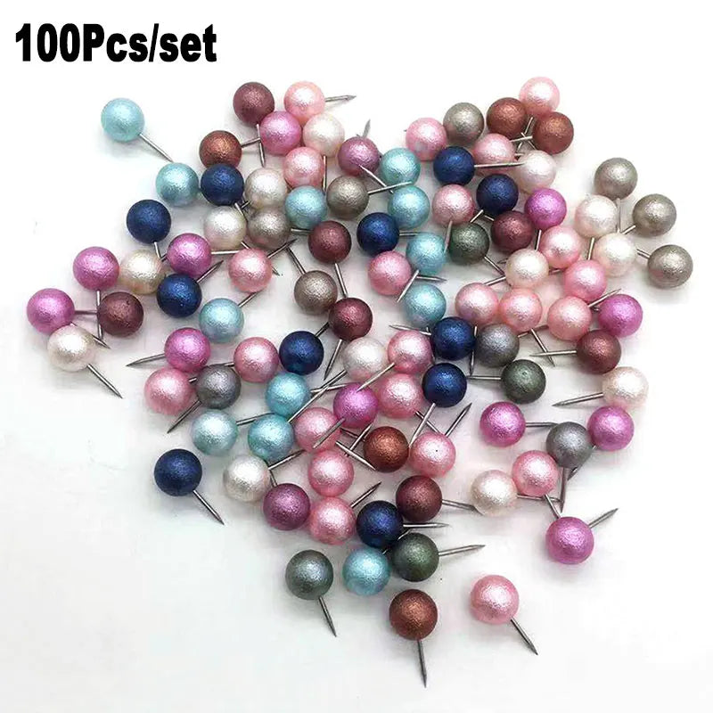 100 Pcs Colorful Round Ball Head Thumbtack Push Pin