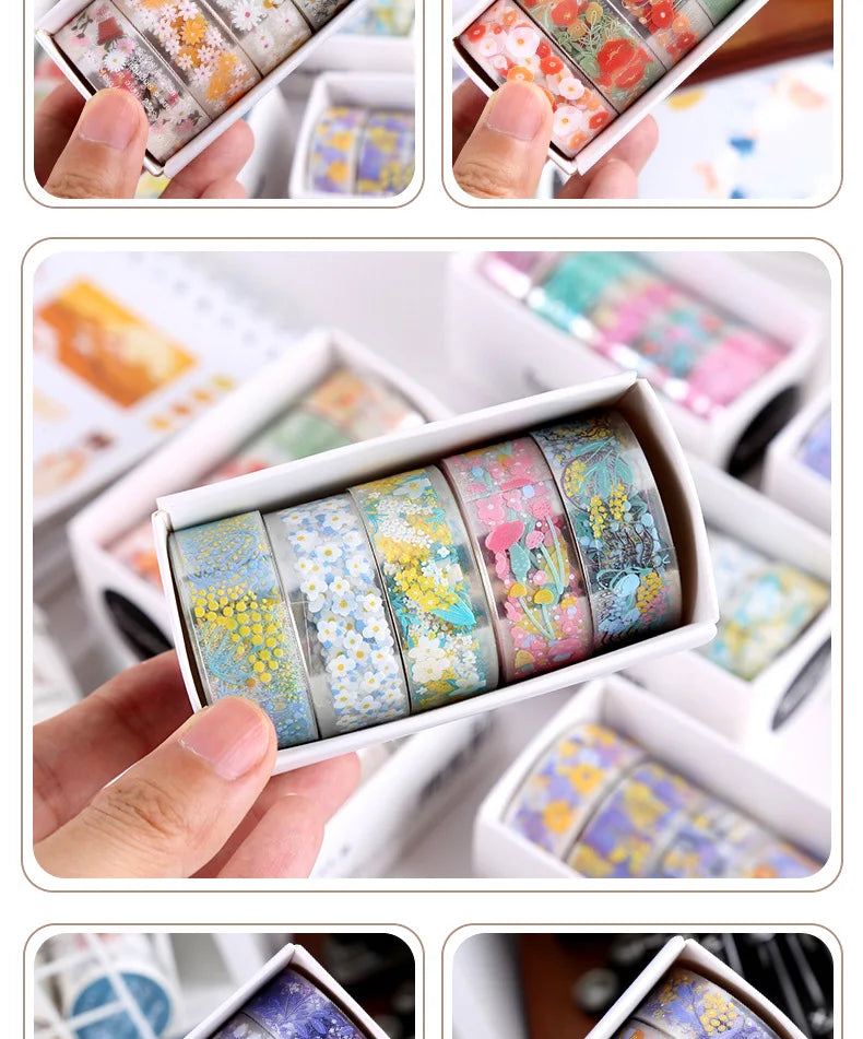 Floral Elegance: 5-Roll Washi Tape Collection