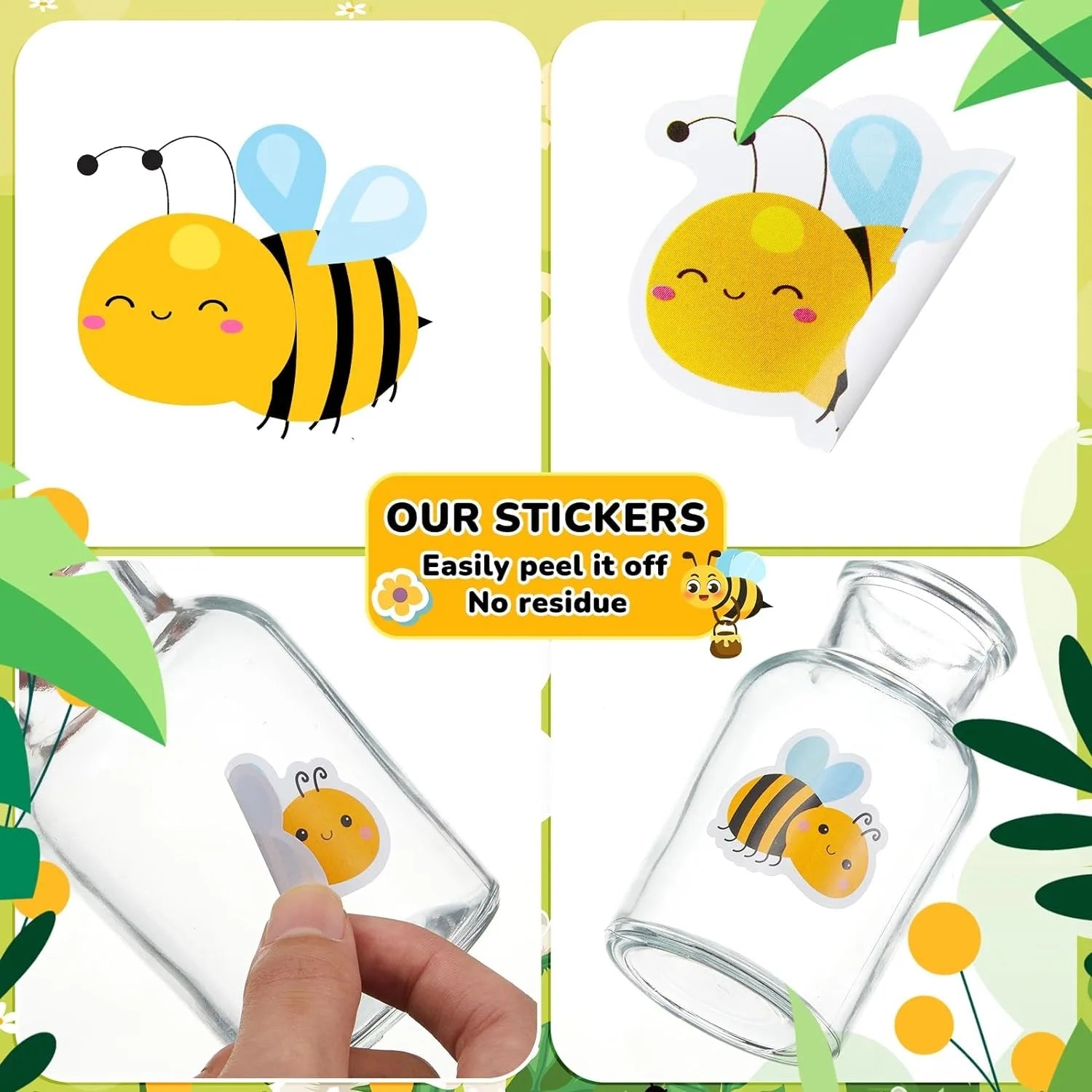 Buzzing Bee Cartoon Stickers Pack