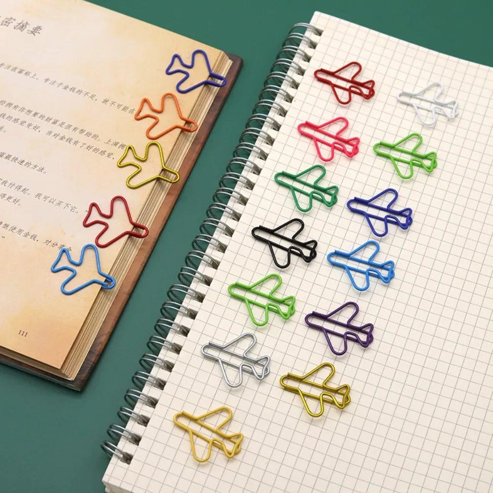 10 Pieces Airplane-Shaped Metal Paper Clips