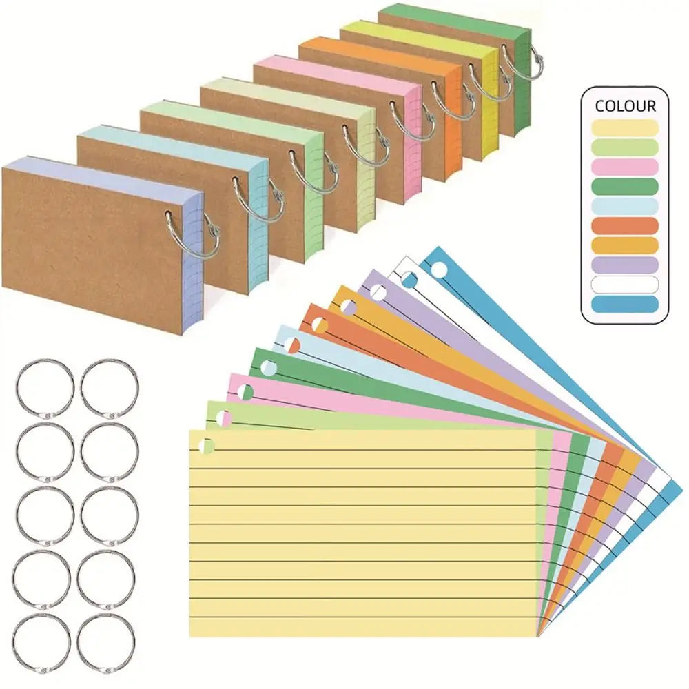 50pcs Binder Horizontal Line Memo Cards