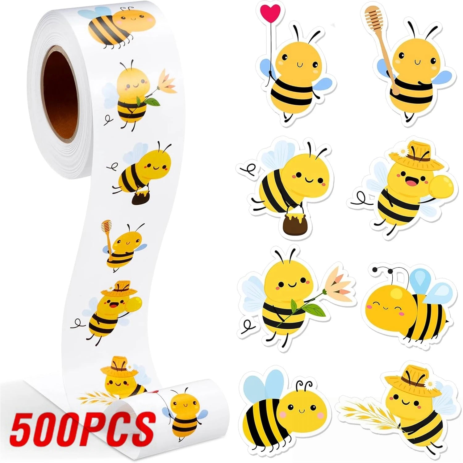 Buzzing Bee Cartoon Stickers Pack