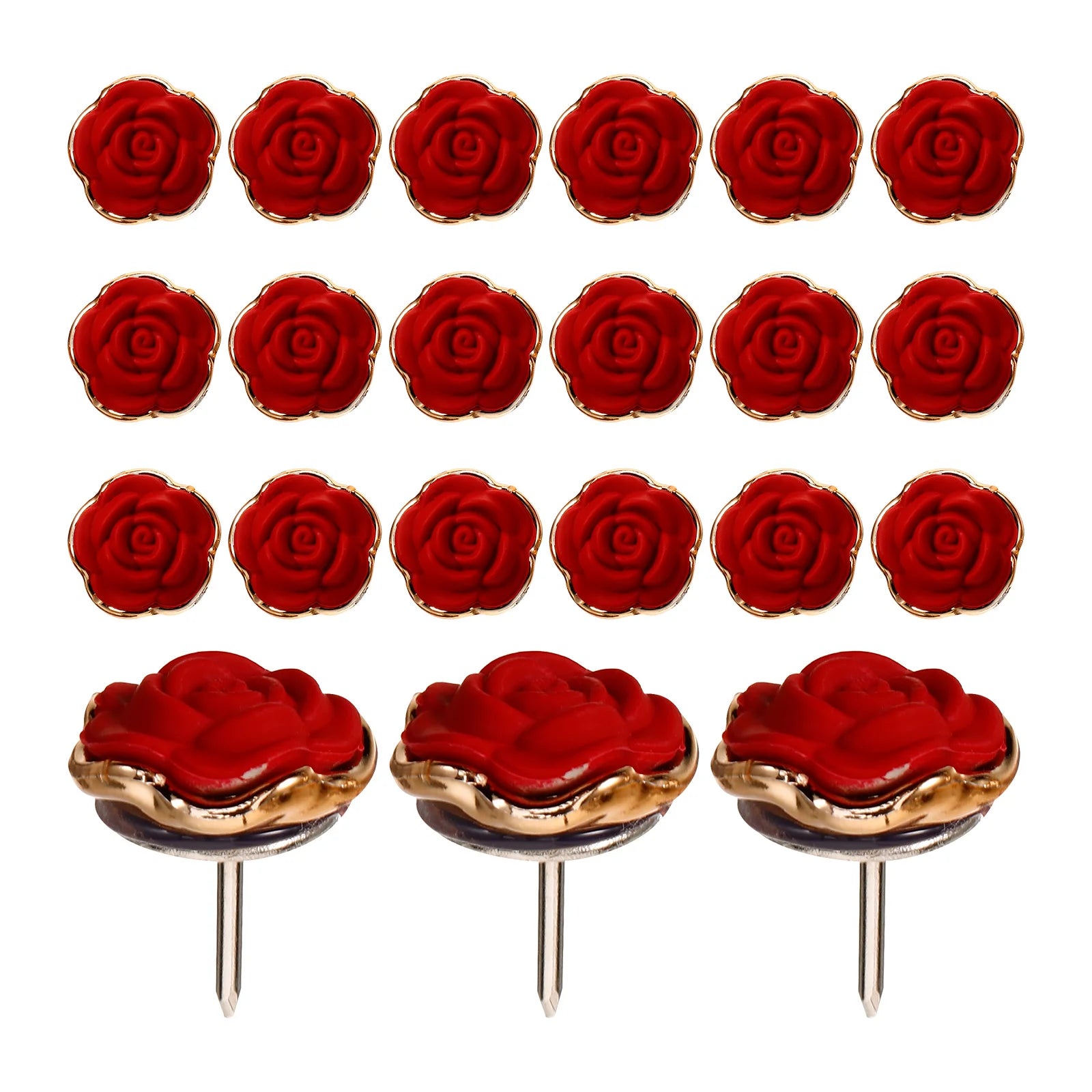 RosePetal Decorative Pushpins – 30 Pack Red Flower Needle Tacks