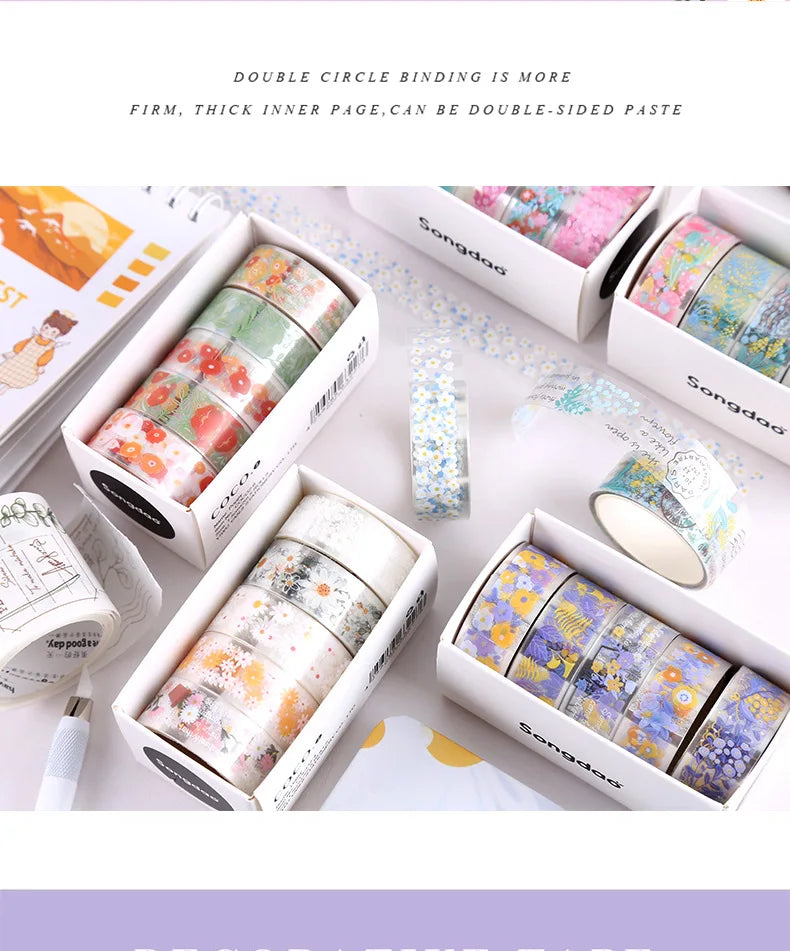 Floral Elegance: 5-Roll Washi Tape Collection