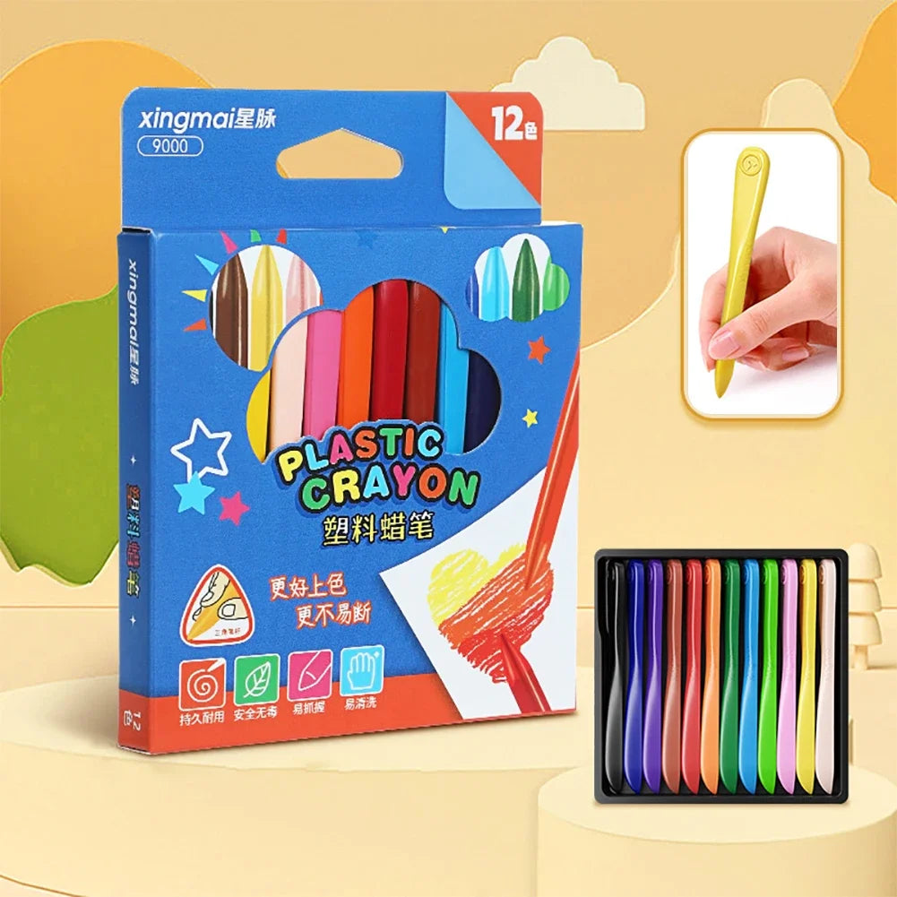 Splash-Free Non-Toxic Crayon Set – Washable 12/18/24