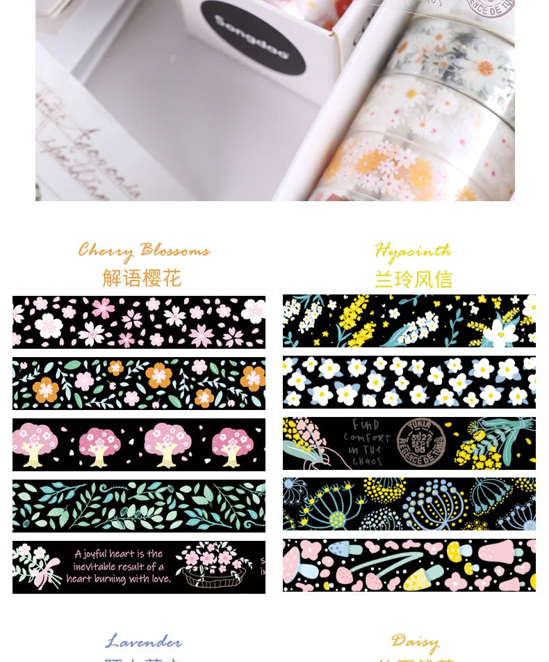 Floral Elegance: 5-Roll Washi Tape Collection