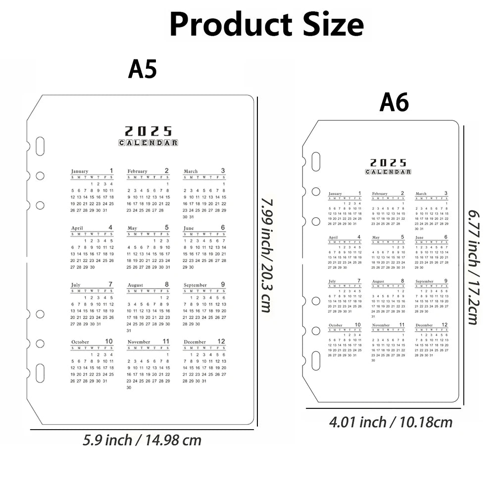 2025 Premium PP Divider Index Sheets for A5/A6 Loose Leaf Notebook Planner