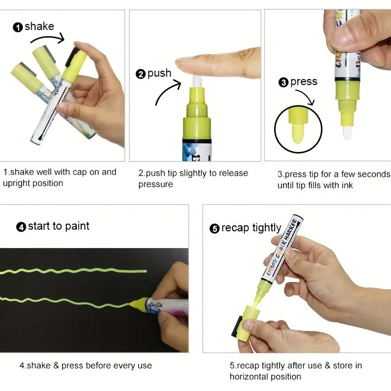 ChalkFlow White Liquid Markers – 4 Pack Dry/Wet Erase Pens