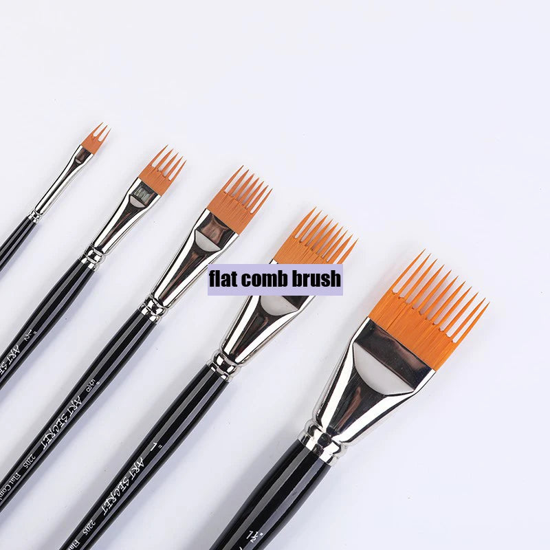 Artisan Flat Brush Set – 5-Piece Professional Nylon Paint Brushes for Artists