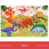 30-Piece Colorful Dinosaur and Animal Wooden Jigsaw Puzzles for Preschool Learning