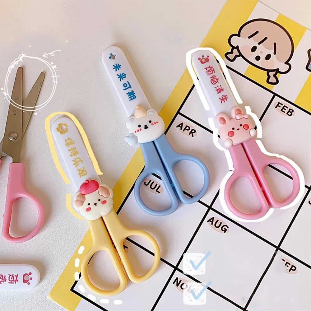 Kawaii Cartoon Safety Scissors with Protective Cover