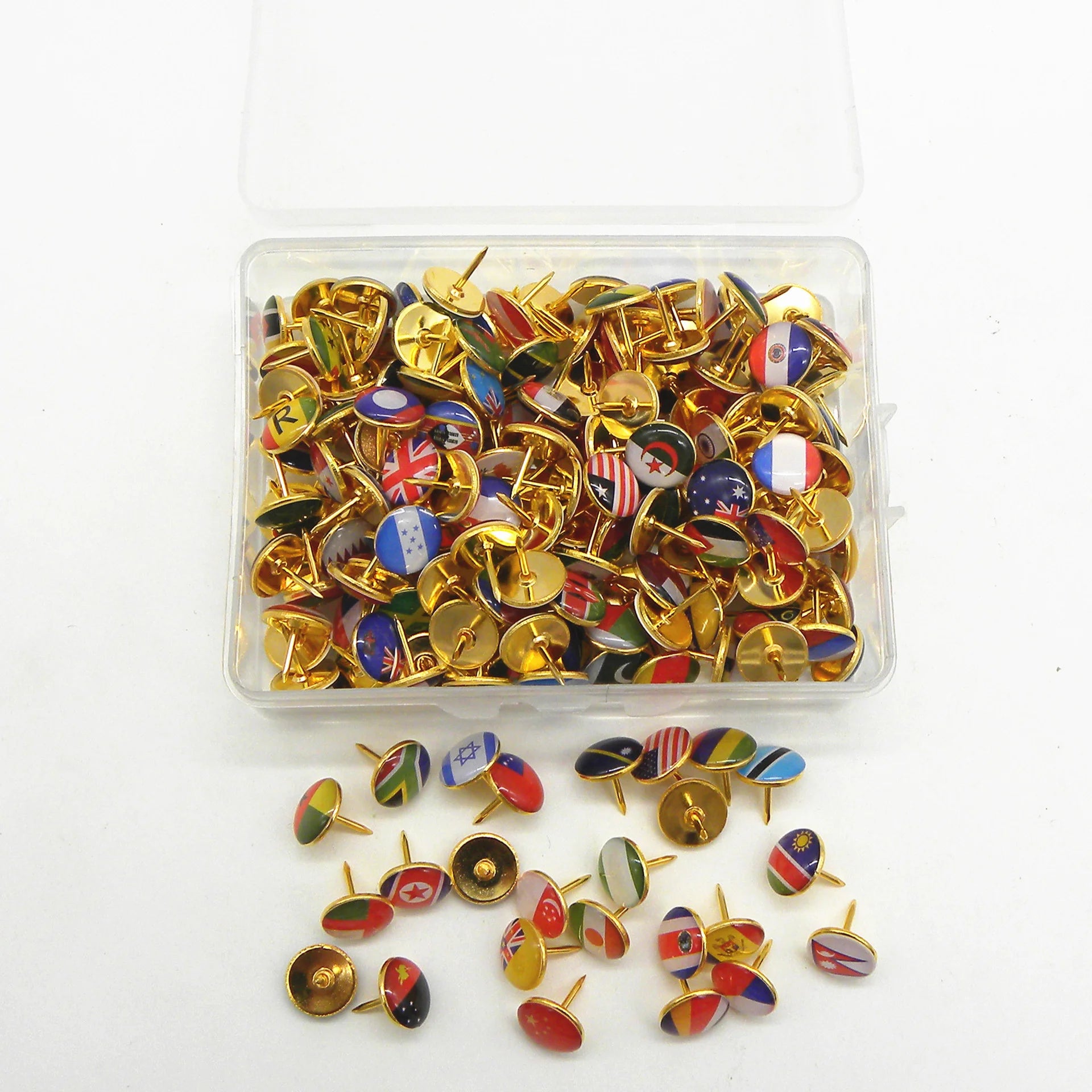 194pcs World Flag Map Tacks Set - Decorative Pushpins for Every Adventure