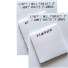 50 Sheets 'Stuff I Will Forget' Sticky Notes