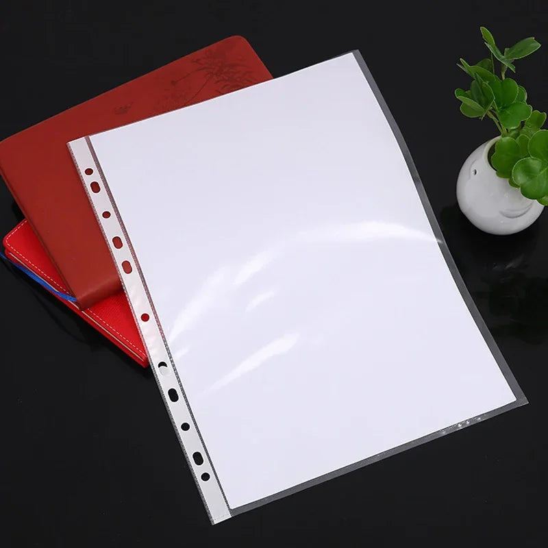 100pcs 11-Hole Transparent Plastic File Folders