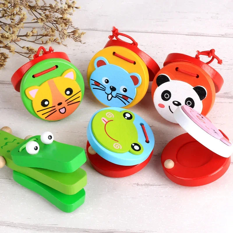 MOONBIFFY Kids Wooden Cartoon Castanets