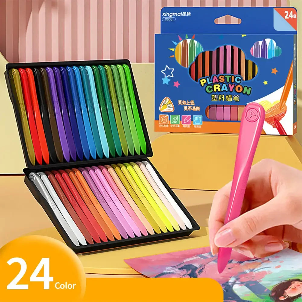 Splash-Free Non-Toxic Crayon Set – Washable 12/18/24