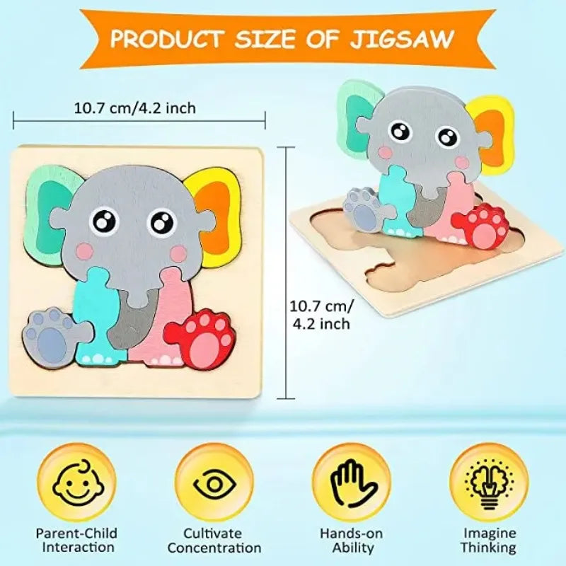 3D Jigsaw Puzzle Montessori Educational Toys Wooden Animal Puzzles for kids 2 3 4 years old