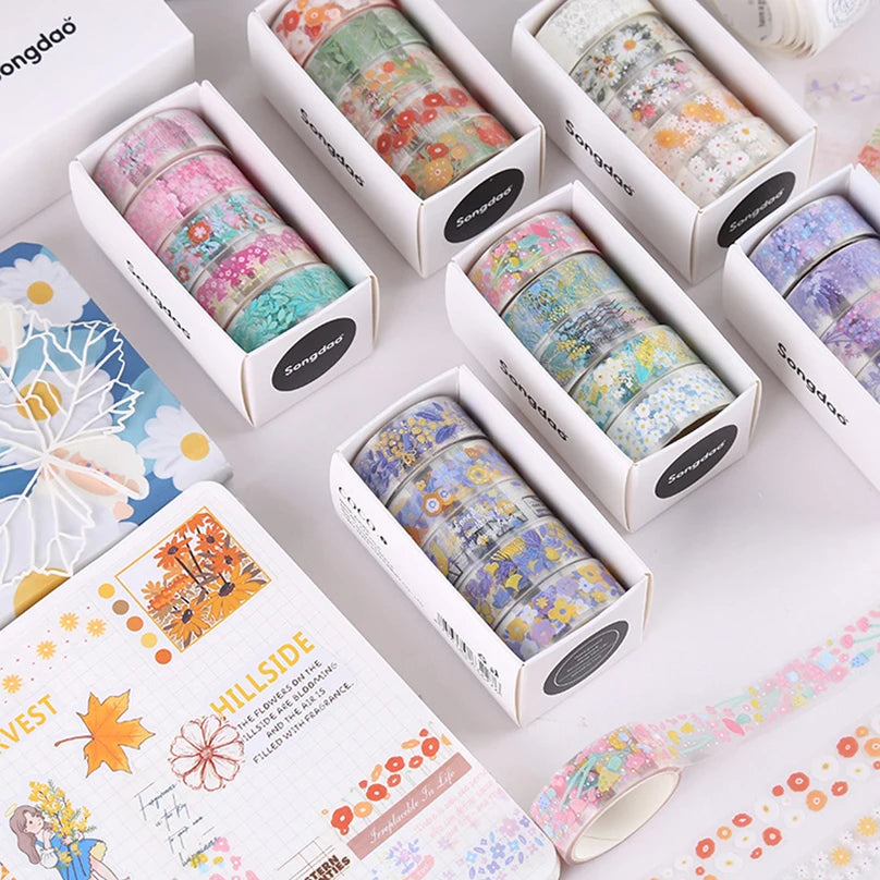 Floral Elegance: 5-Roll Washi Tape Collection