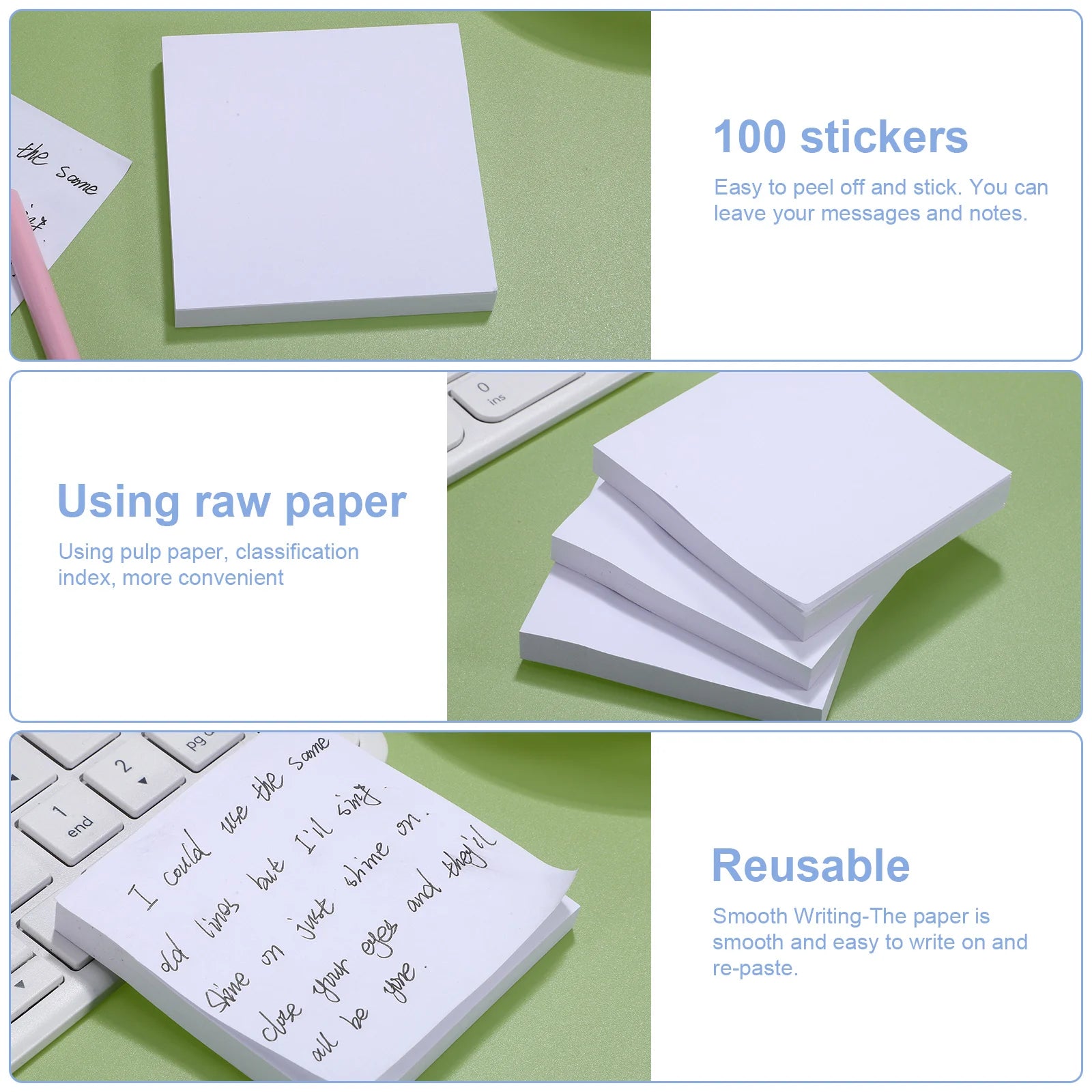 3pcs White Sticky Notes