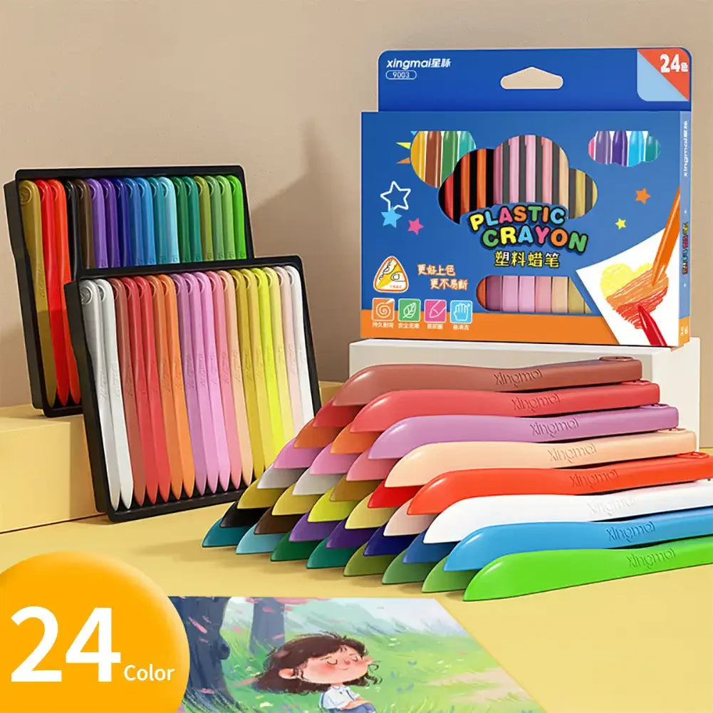 Splash-Free Non-Toxic Crayon Set – Washable 12/18/24