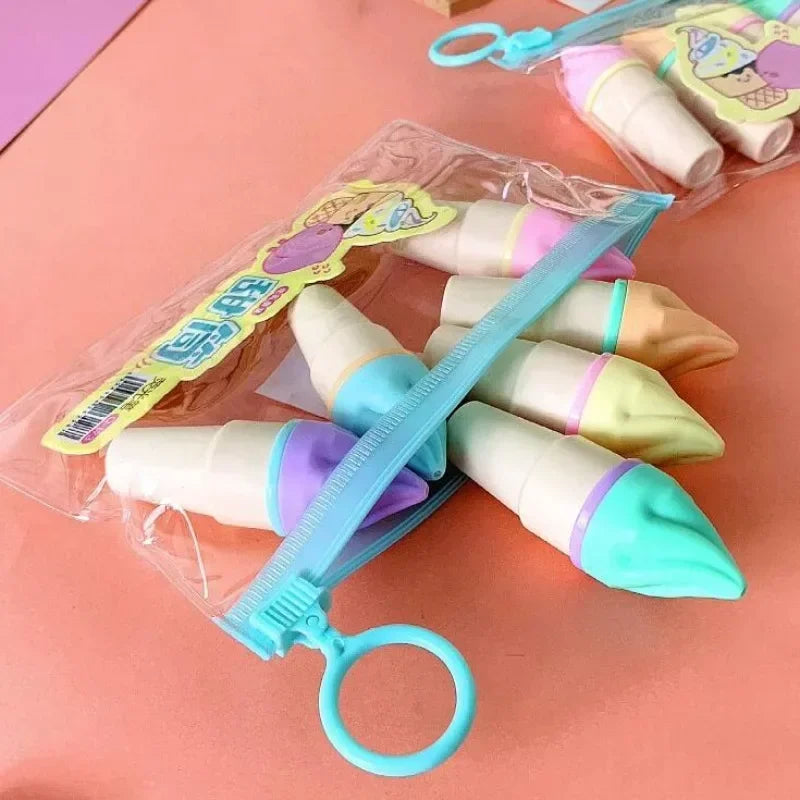 6-Piece Cute Ice Cream Highlighter Set