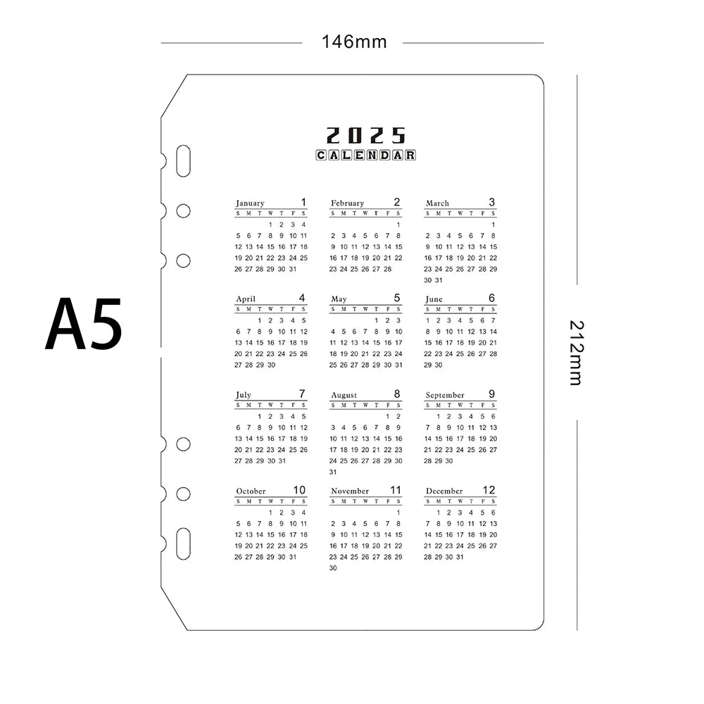 2025 Premium PP Divider Index Sheets for A5/A6 Loose Leaf Notebook Planner